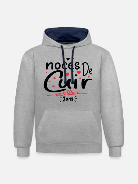 Noces de Cuir - Sweat à capuche contrasté - gris chiné/bleu marine