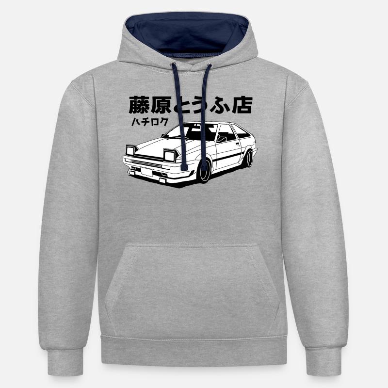 Initial D Sprinter Trueno AE86 - Kontrast-Hoodie - Grau meliert/Navy