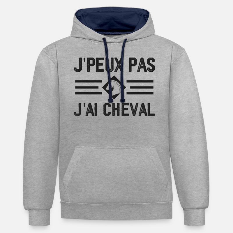 J'peux Pas J'ai Cheval - Sweat à capuche contrasté - gris chiné/bleu marine