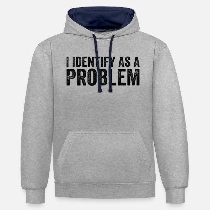 I Identify As A Problem - Sweat à capuche contrasté - gris chiné/bleu marine