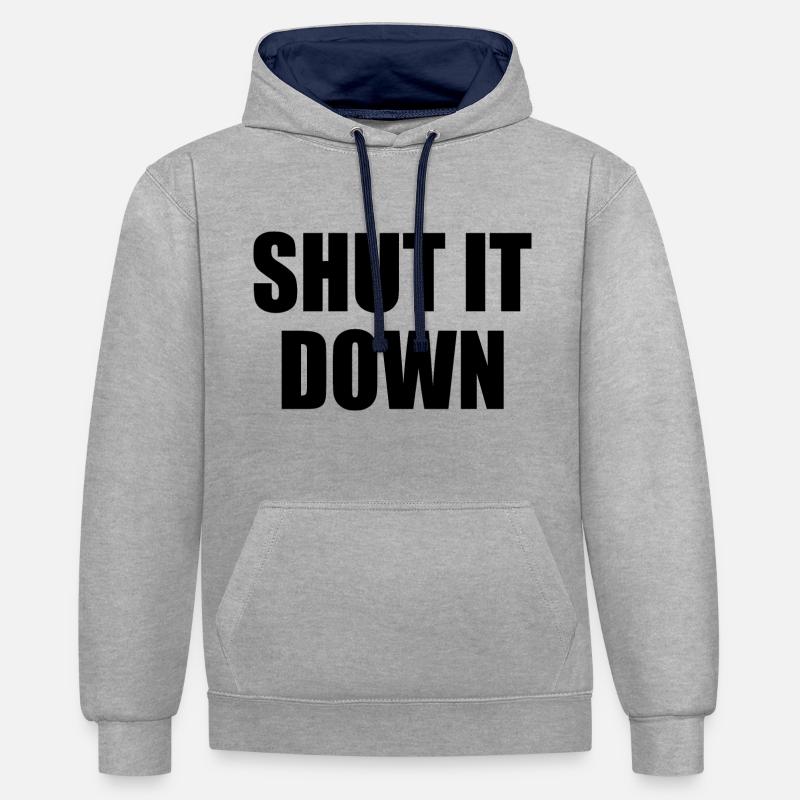 Shut it down - Sweat à capuche contrasté - gris chiné/bleu marine