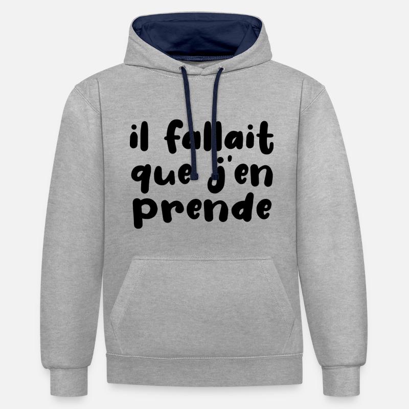 Il Fallait Que J'en Prende - Sweat à capuche contrasté - gris chiné/bleu marine