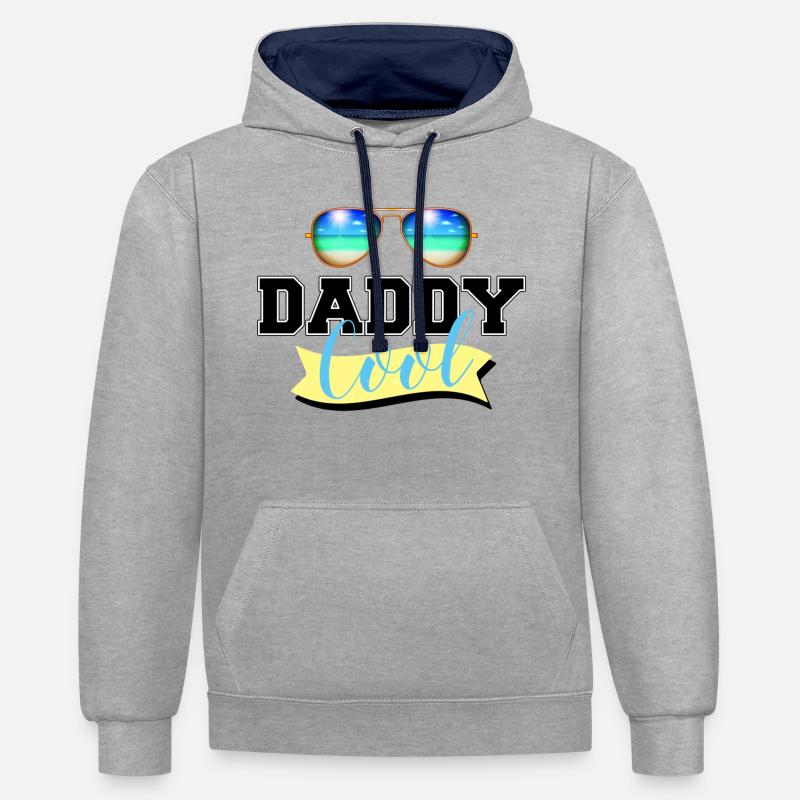 DADDY COOL - COOL DADDY - Sweat à capuche contrasté - gris chiné/bleu marine