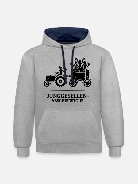 Junggesellen-Abschiedstour Trecker Bierfass JGA B - Kontrast-Hoodie - Grau meliert/Navy