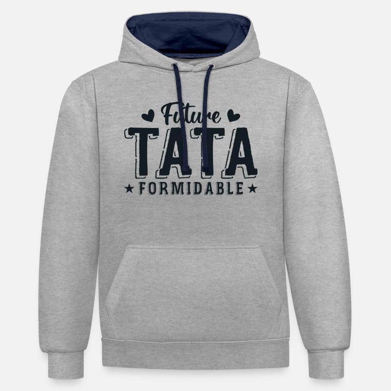 Future Tata Formidable - Sweat à capuche contrasté - gris chiné/bleu marine