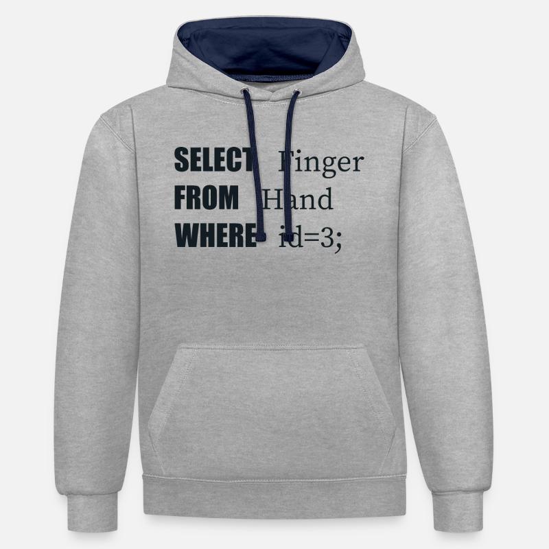 Handauswahl Finger, Lustiger Code. Programmierer-Sprache - Kontrast-Hoodie - Grau meliert/Navy