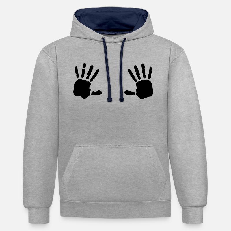 Handprint seins 1c du sein - Sweat à capuche contrasté - gris chiné/bleu marine