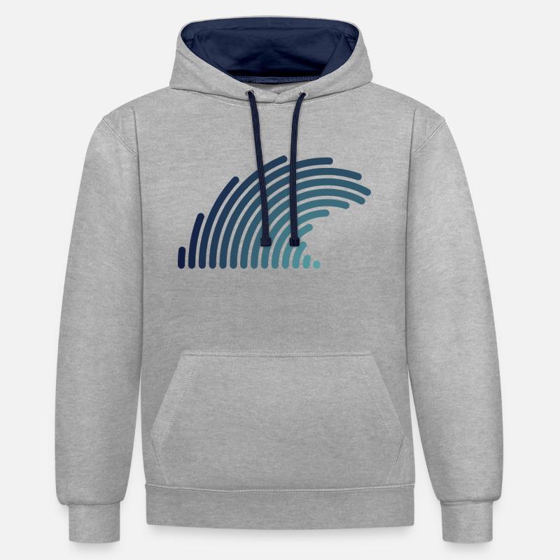 Blue Wave - Sweat à capuche contrasté - gris chiné/bleu marine