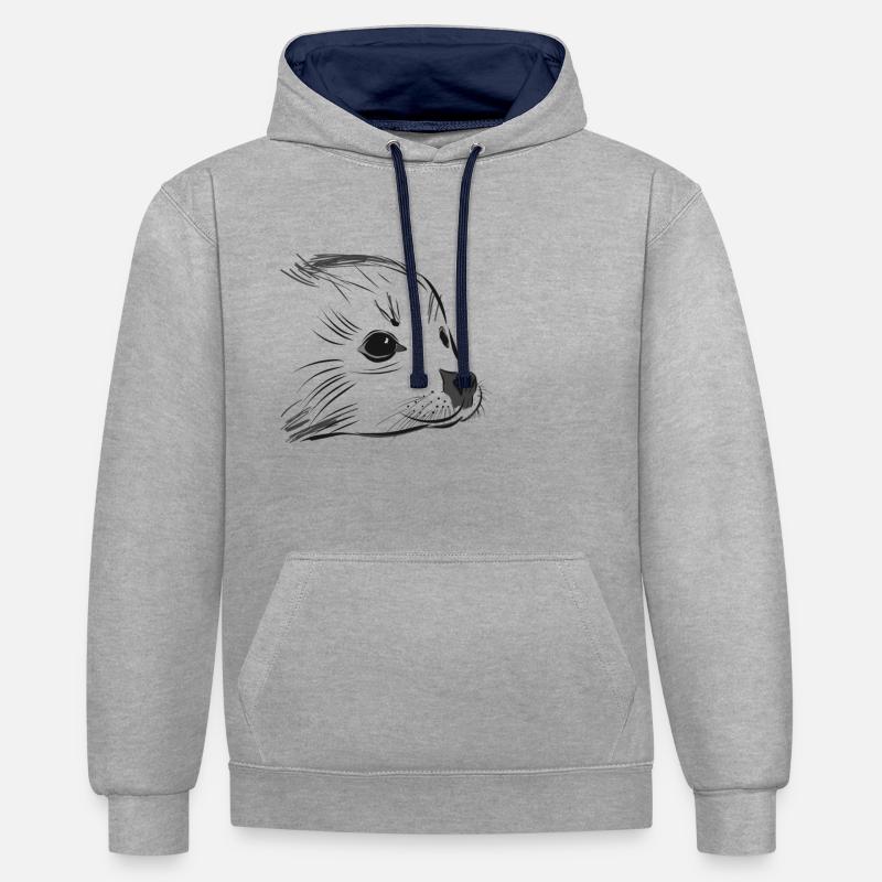 Phoque - Sweat à capuche contrasté - gris chiné/bleu marine