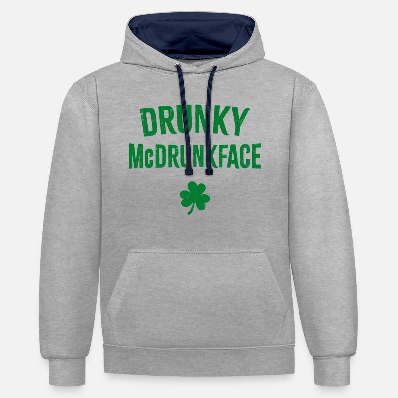 Ivrogne McDrunkface - Sweat à capuche contrasté - gris chiné/bleu marine