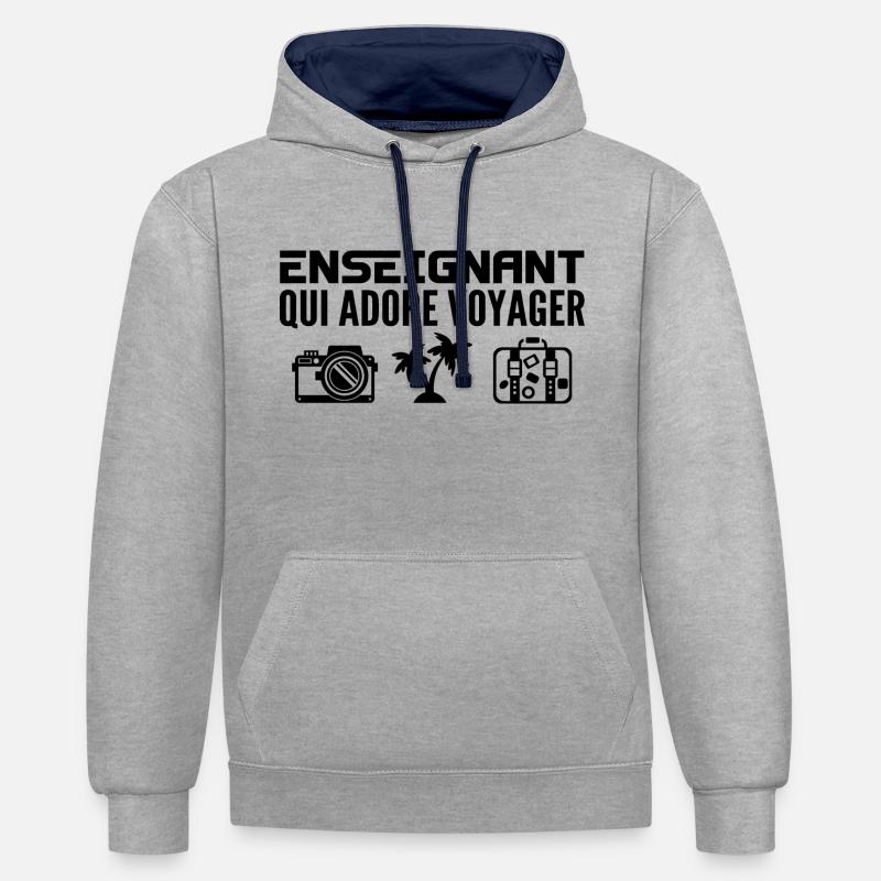 Reisende & Lehrer: Leidenschaft & Entdeckung - Kontrast-Hoodie - Grau meliert/Navy