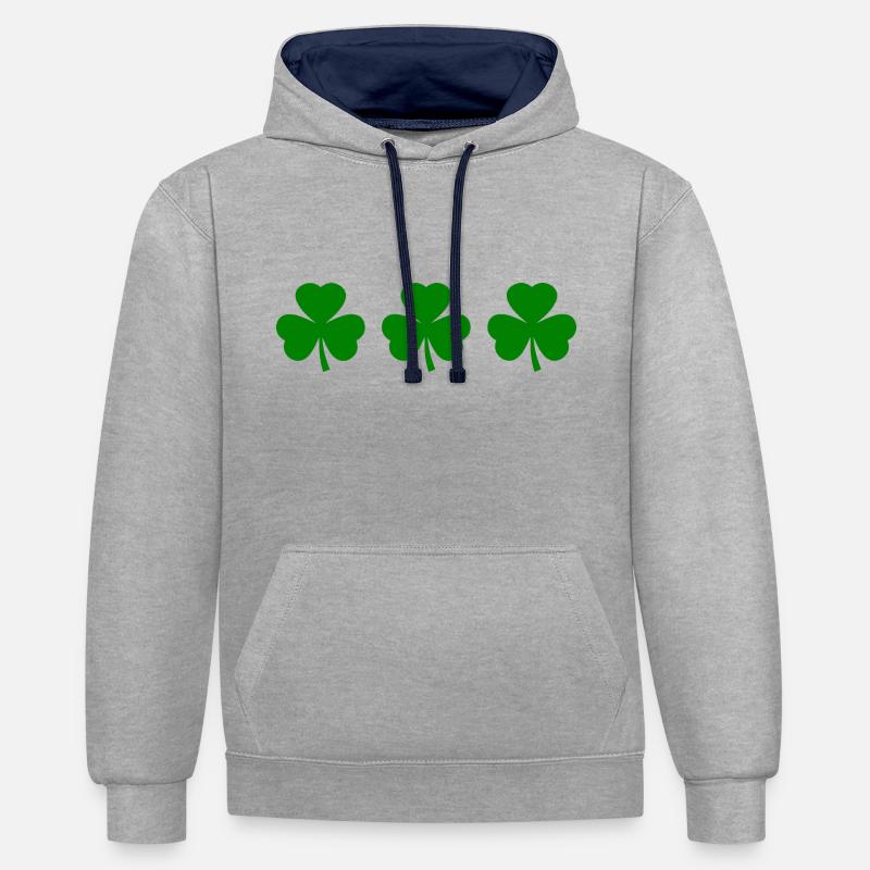 Trèfle d’Irlande Trèfles - Sweat à capuche contrasté - gris chiné/bleu marine