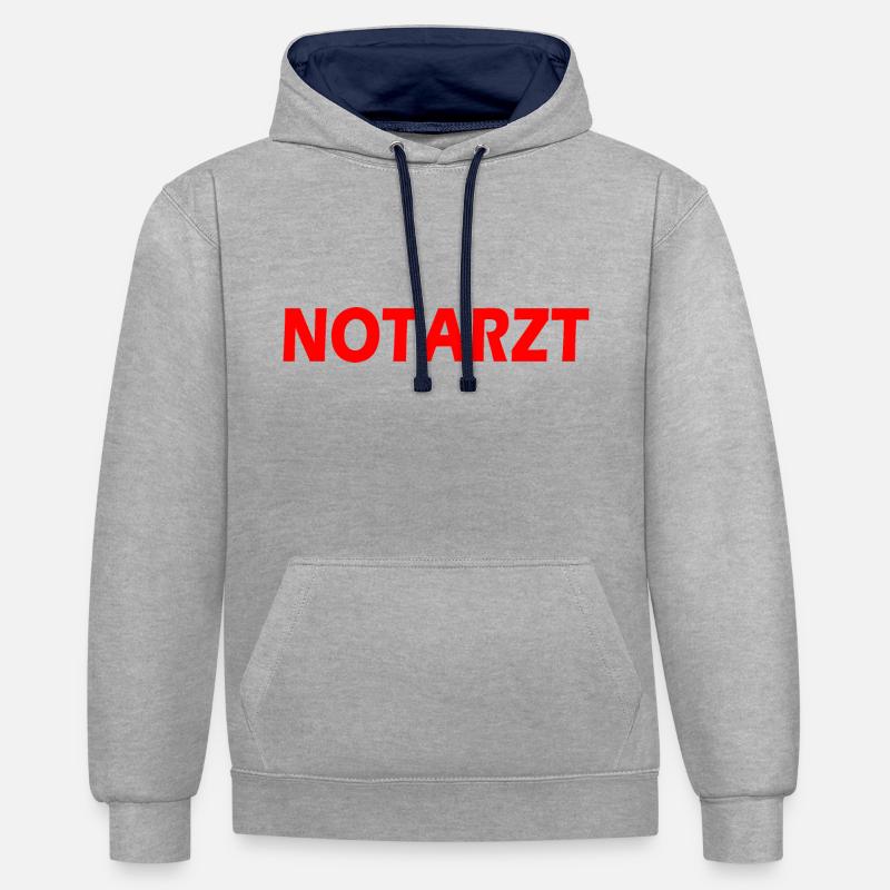 Notarzt - Sweat à capuche contrasté - gris chiné/bleu marine