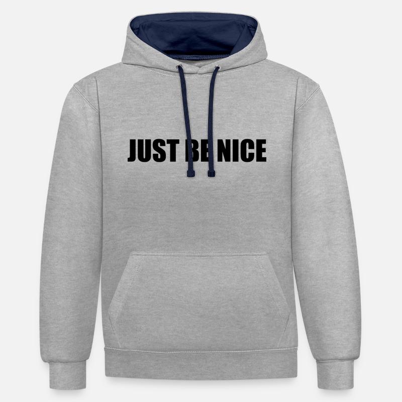 Just be nice - Sweat à capuche contrasté - gris chiné/bleu marine