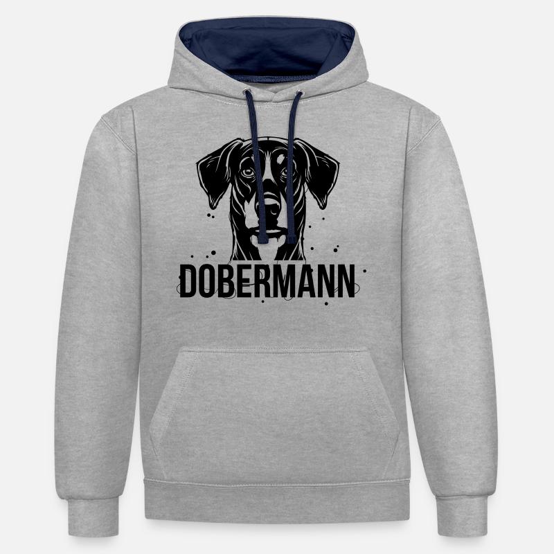 Dobermann - Sweat à capuche contrasté - gris chiné/bleu marine