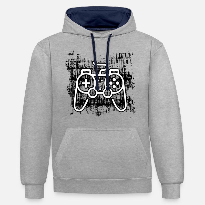 Console - Sweat à capuche contrasté - gris chiné/bleu marine