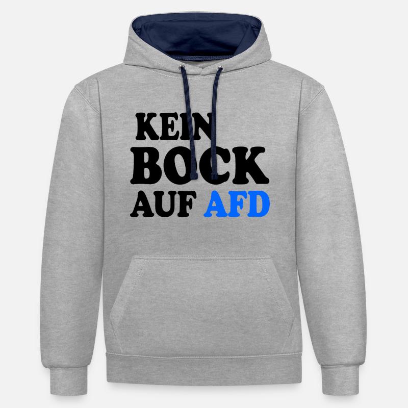 Pas de désir pour l’AfD - Sweat à capuche contrasté - gris chiné/bleu marine