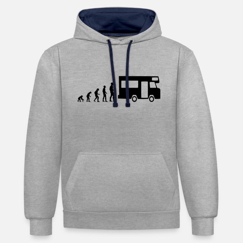 Camping-car Evolution - Sweat à capuche contrasté - gris chiné/bleu marine