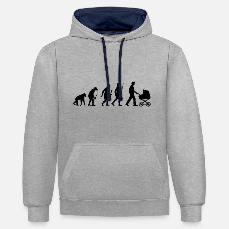 Evolution Papa Père 2 - Sweat à capuche contrasté - gris chiné/bleu marine