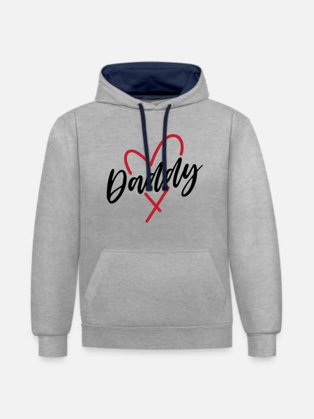 Papa Herz - Kontrast-Hoodie - Grau meliert/Navy