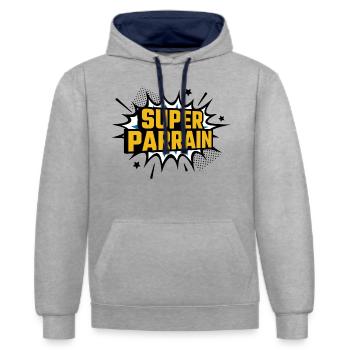 Super Pate - Kontrast-Hoodie - Grau meliert/Navy - Vorne - Liana (172cm) & Jaron (178cm)