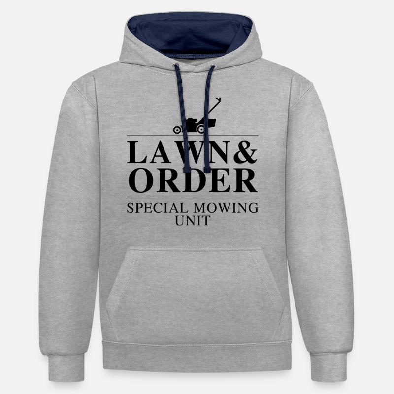 Pelouse et commande Graphique - Sweat à capuche contrasté - gris chiné/bleu marine