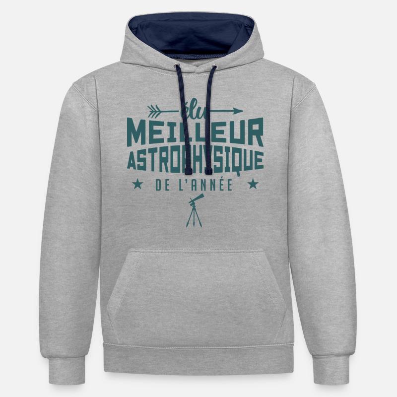 ÉLU MEILLEUR ASTROPHYSICIEN DE L'ANNÉE - Sweat à capuche contrasté - gris chiné/bleu marine