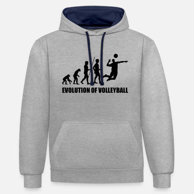 Evolution du volleyball - Sweat à capuche contrasté - gris chiné/bleu marine
