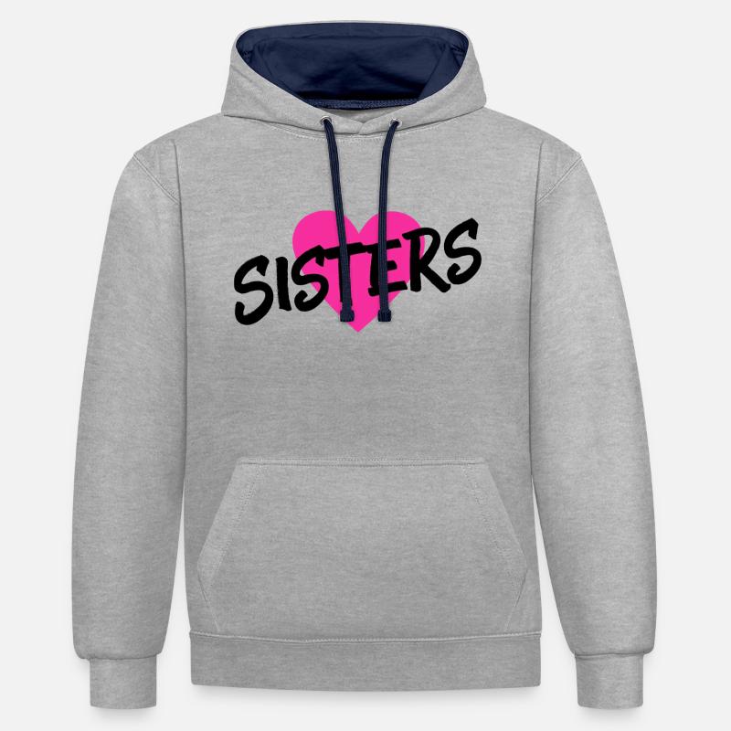 SISTERS - Sweat à capuche contrasté - gris chiné/bleu marine