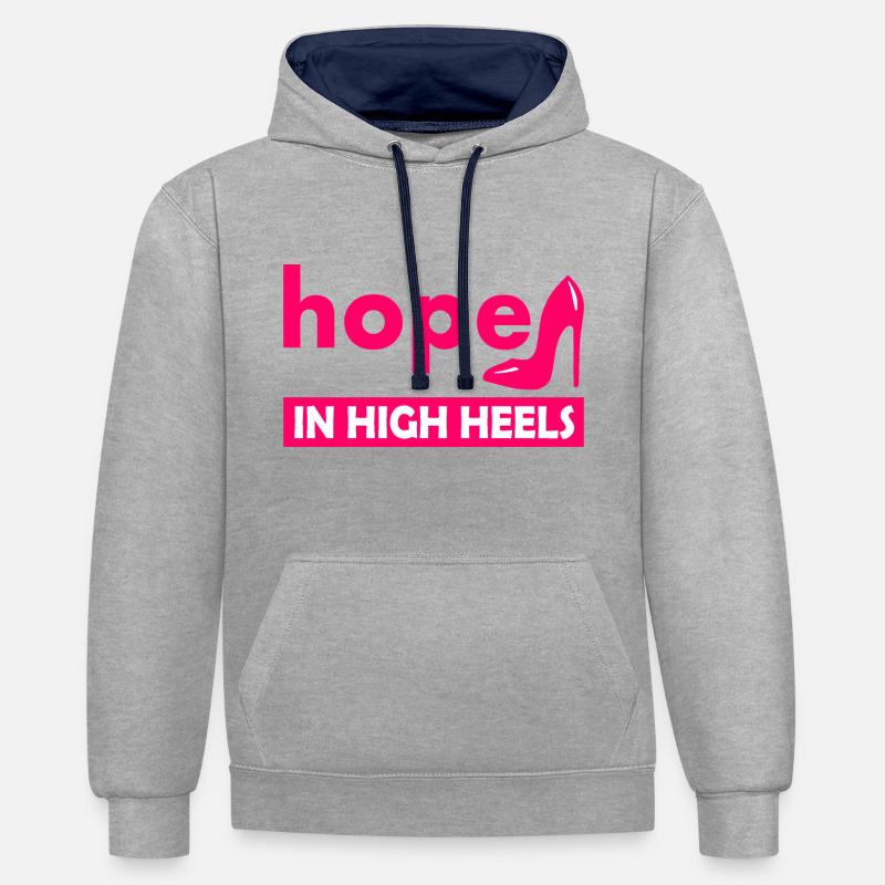 hope in high heels - Sudadera con capucha contraste - gris jaspeado/azul marino