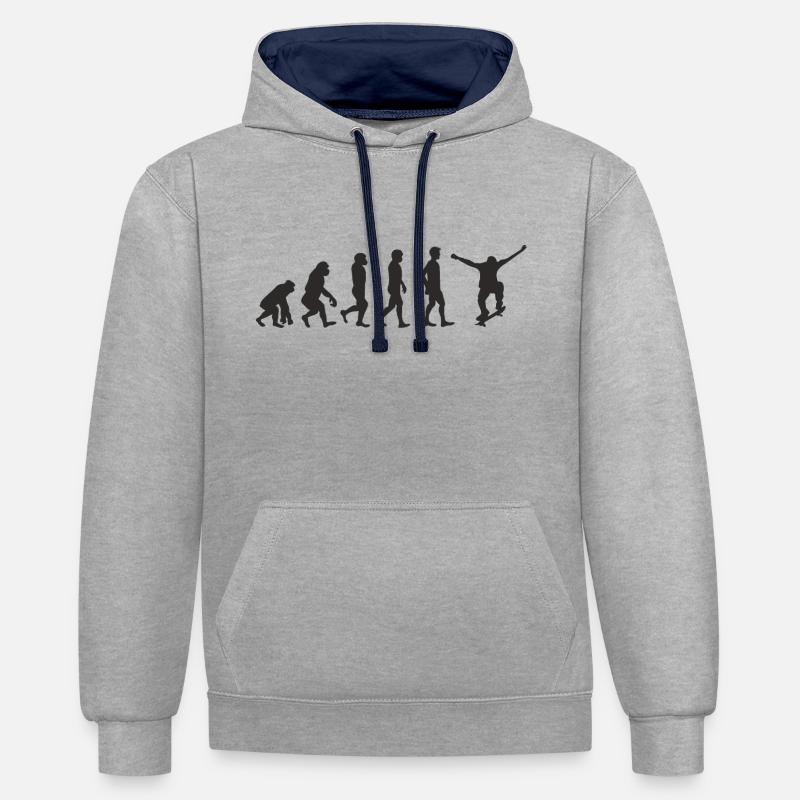 Evolution Skater - Sweat à capuche contrasté - gris chiné/bleu marine