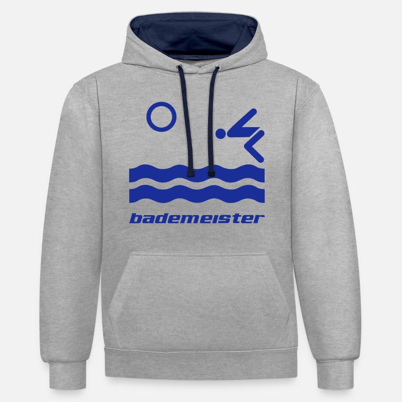 gardien de la piscine - Sweat à capuche contrasté - gris chiné/bleu marine
