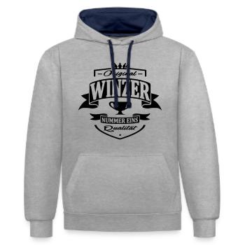 winzer - Kontrast-Hoodie - Grau meliert/Navy - Vorne - Liana (172cm) & Jaron (178cm)