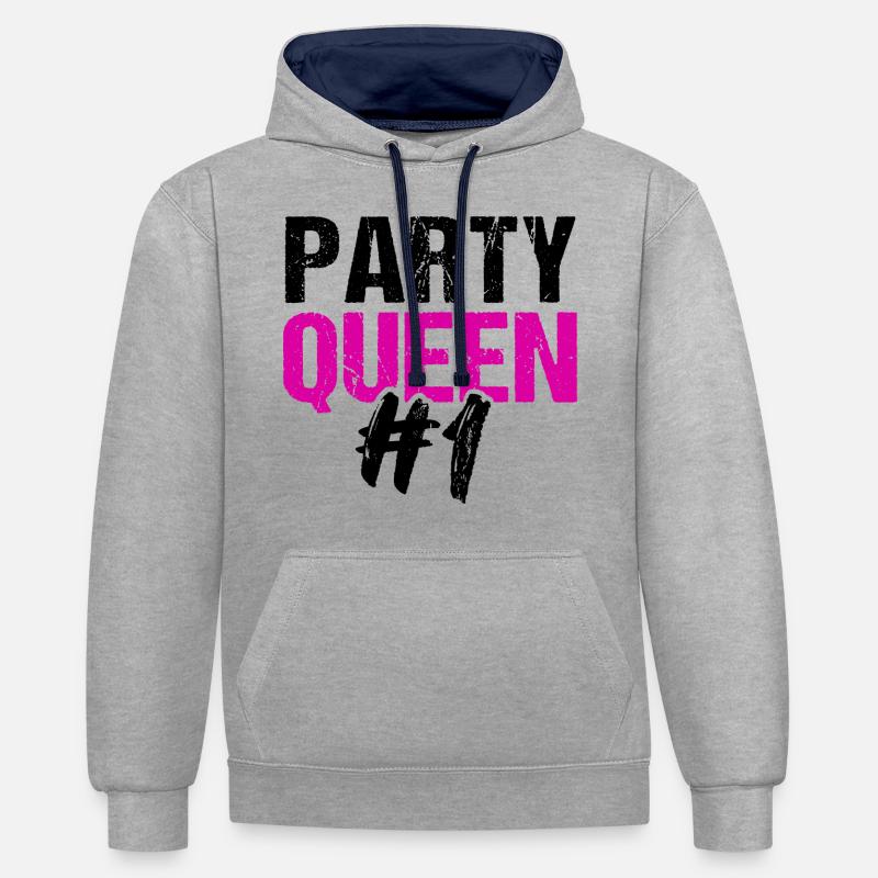 PARTY QUEEN N°1 - Sweat à capuche contrasté - gris chiné/bleu marine
