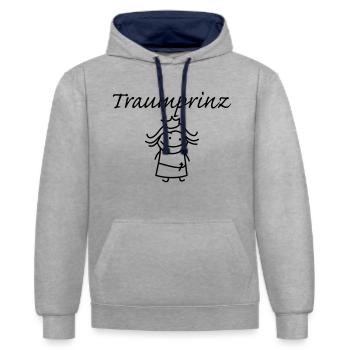 Traumprinz - Kontrast-Hoodie - Grau meliert/Navy - Vorne - Liana (172cm) & Jaron (178cm)