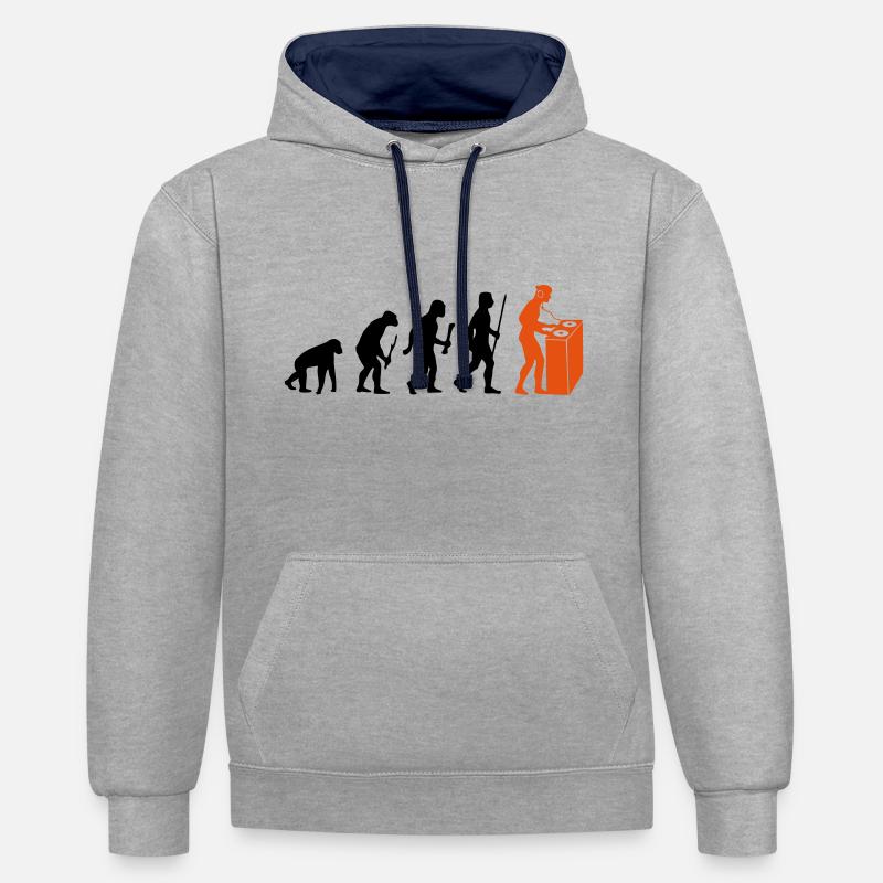 Evolution Techno - Contrast hoodie - heather grey/navy