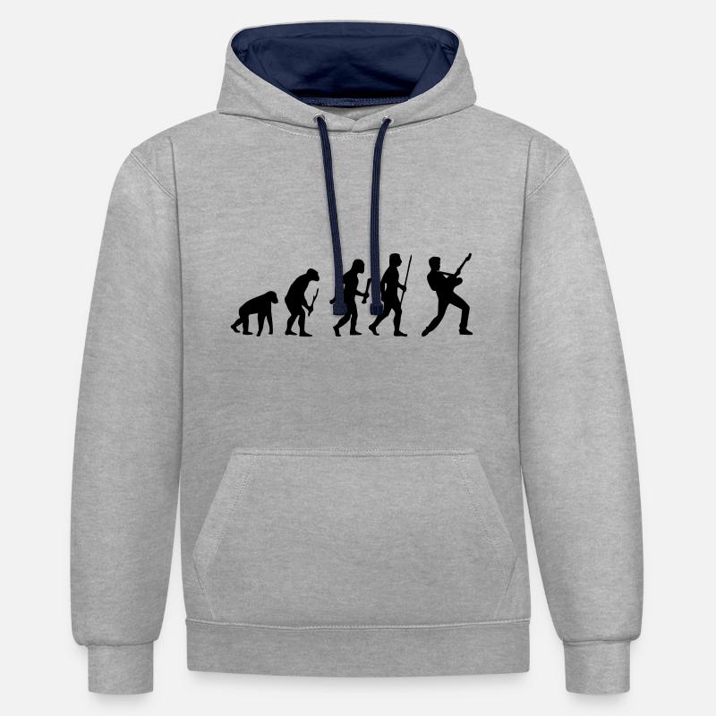Evolution Rock - Sweat à capuche contrasté - gris chiné/bleu marine