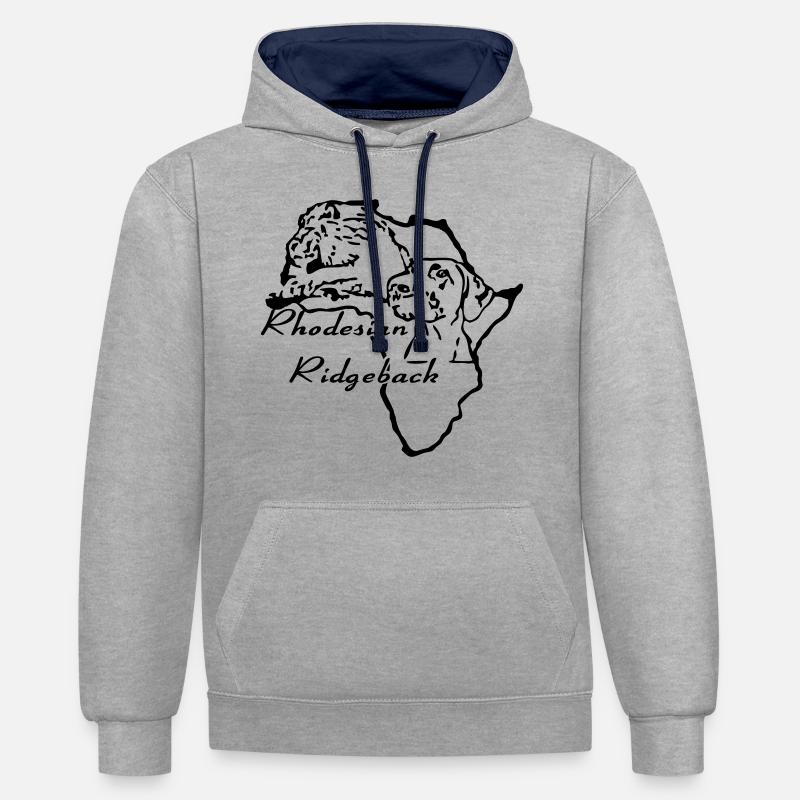 Rhodesian Ridgeback - Sweat à capuche contrasté - gris chiné/bleu marine