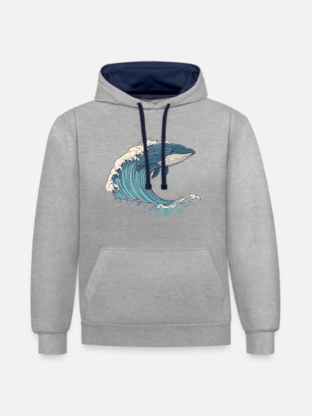 Walelle - Kontrast-Hoodie - Grau meliert/Navy