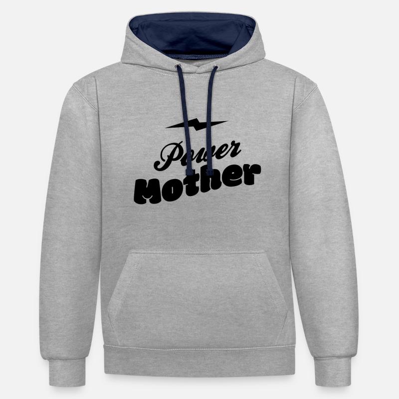 Mère de puissance - Sweat à capuche contrasté - gris chiné/bleu marine