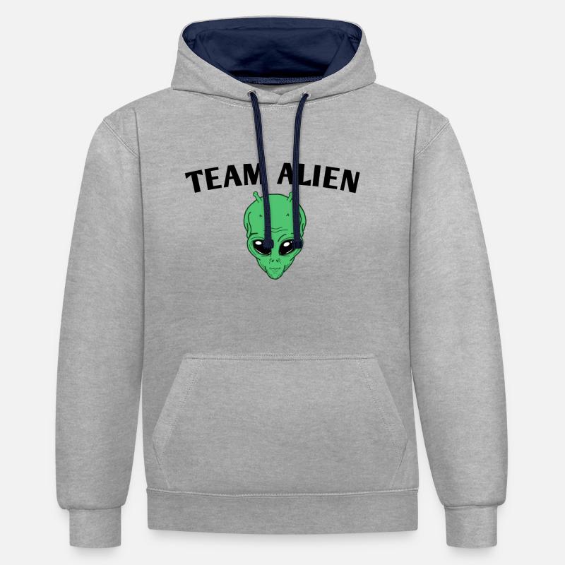 Équipe Alien - Sweat à capuche contrasté - gris chiné/bleu marine