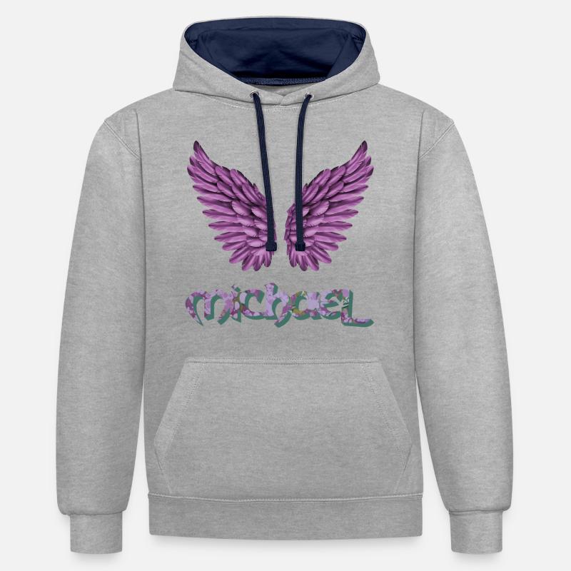 archange michael e 230 - Sweat à capuche contrasté - gris chiné/bleu marine