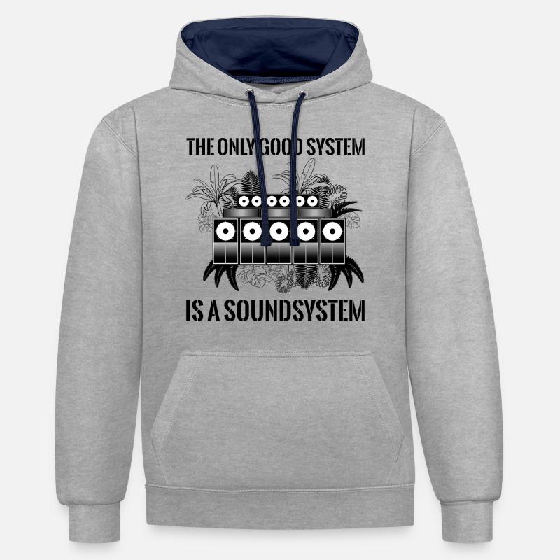 Système de son - Sweat à capuche contrasté - gris chiné/bleu marine