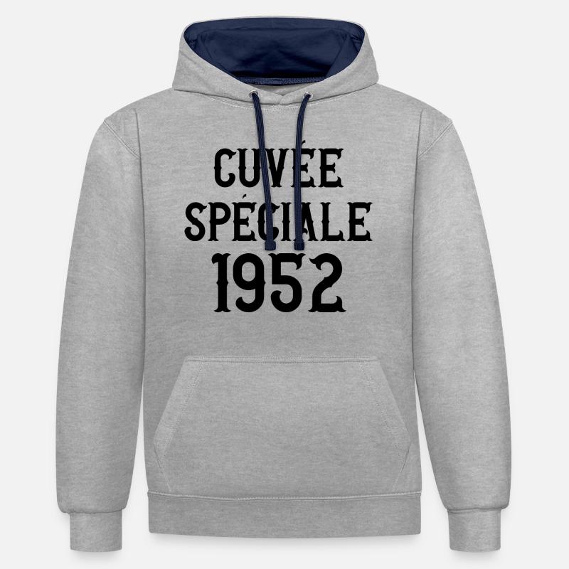 Cuvée spéciale 1952 - Sweat à capuche contrasté - gris chiné/bleu marine