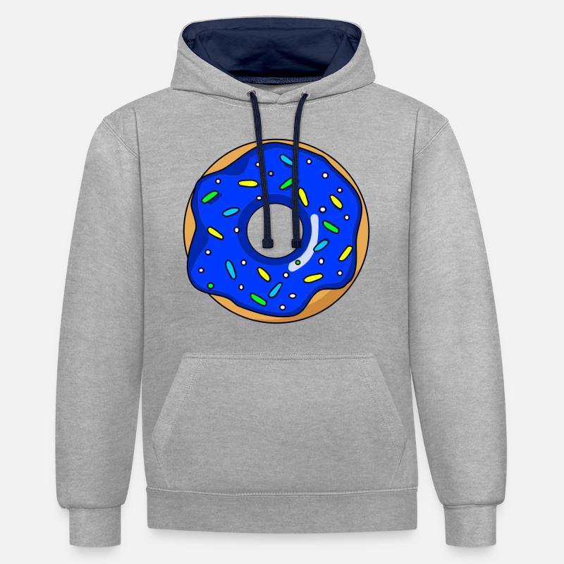 Beignet - Sweat à capuche contrasté - gris chiné/bleu marine