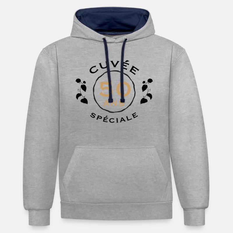 Cuvée spéciale 50ans - Sweat à capuche contrasté - gris chiné/bleu marine