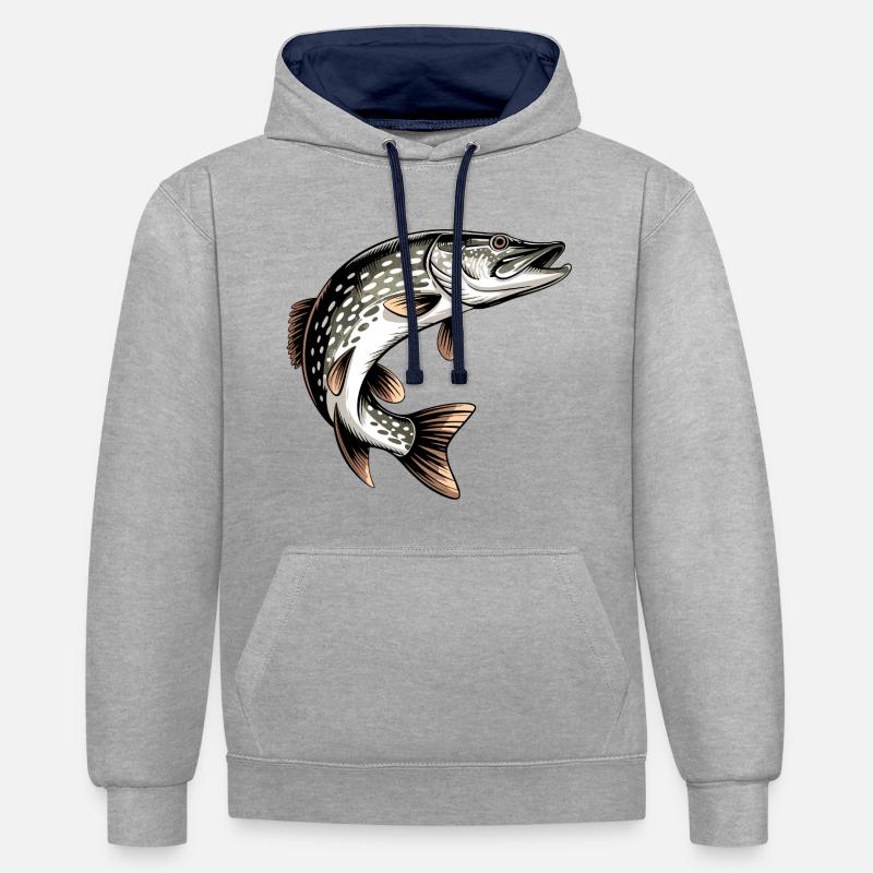 Hecht Design - Sweat à capuche contrasté - gris chiné/bleu marine