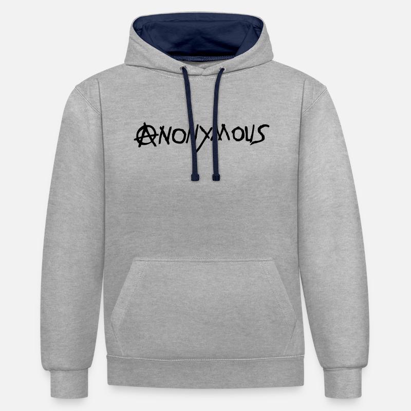 logo anarchy anonymous1 - Sweat à capuche contrasté - gris chiné/bleu marine
