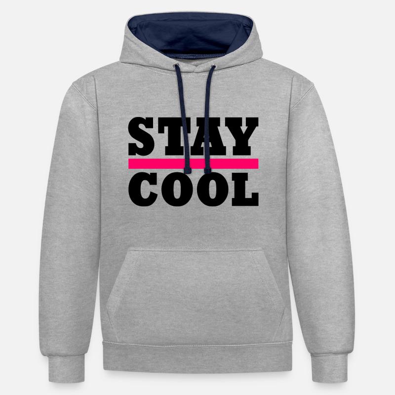Stay cool - Kontrast-hettegenser - gråmelert/marine