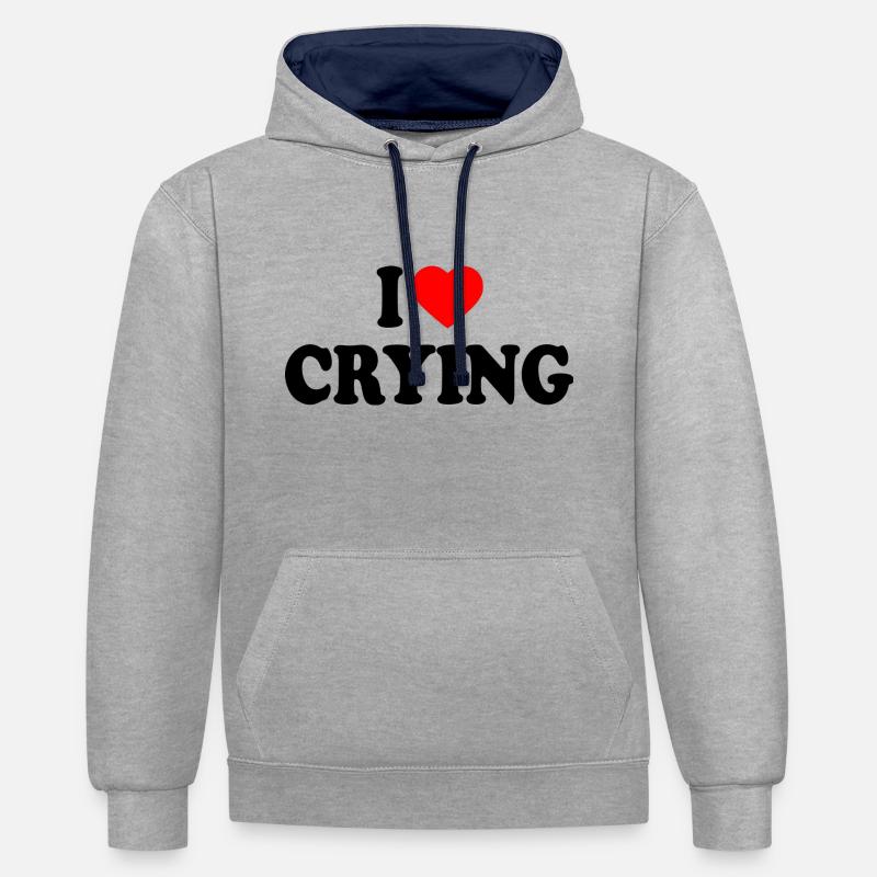 i love crying - Sweat à capuche contrasté - gris chiné/bleu marine